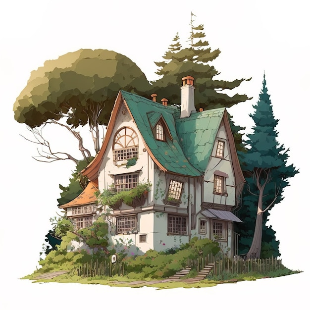 Tree House illustration on White Background