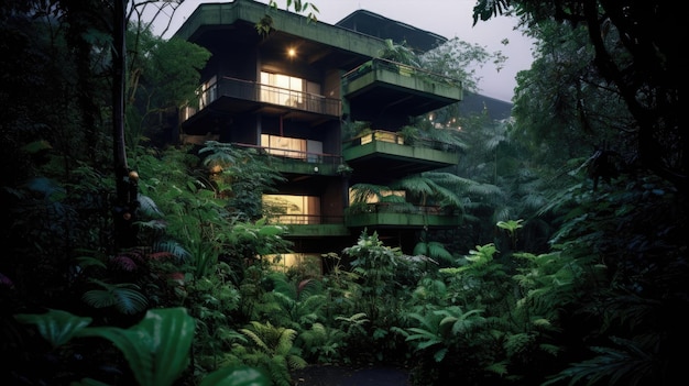 ジャングルの中のツリーハウス
