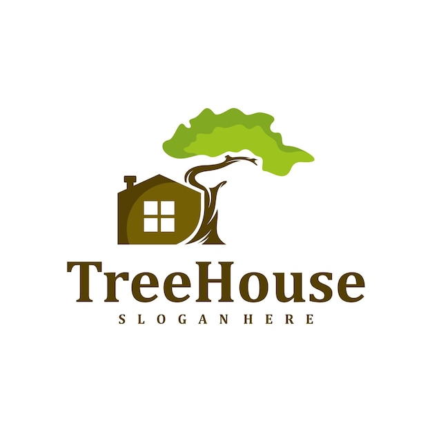 Foto modello di progettazione del logo della casa sull'albero illustrazione vettoriale del logo creative house tree