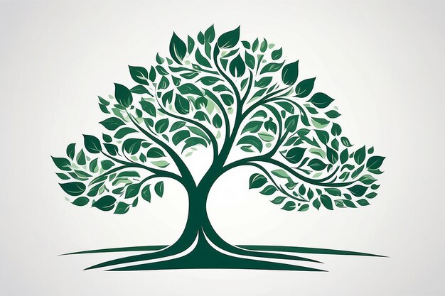 Photo tree icon concept of a stylised tree with leaves lends itself to being used with text