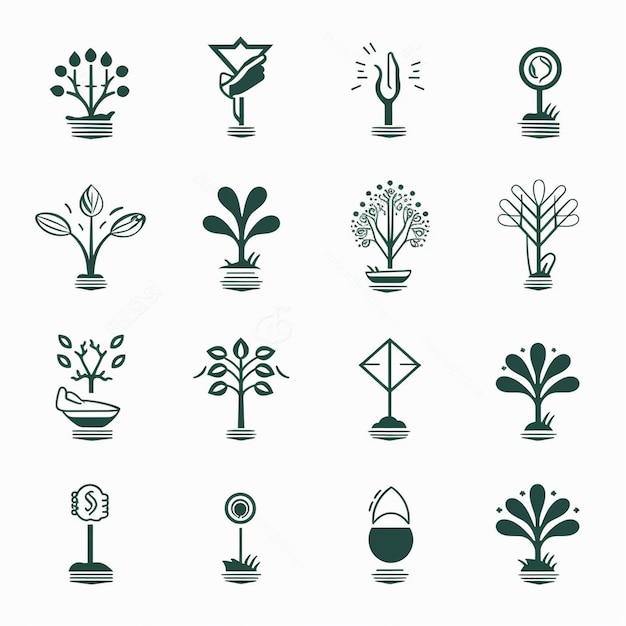 Photo tree icons in minimal style