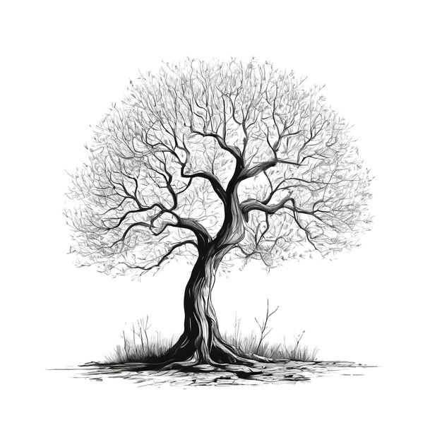 Foto illustrazione su un albero bianco