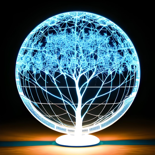 tree is sprouting on a digital circuit ball