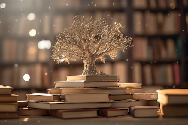 知識の木 - 古い開いた本から成長する