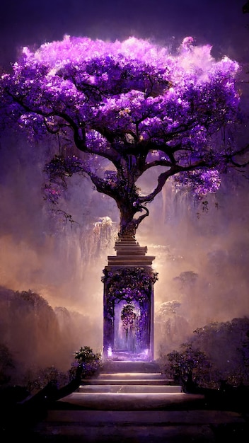 The tree of life is a purple tree.