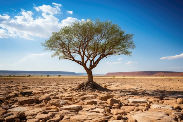 Tree of life in the middle of a desert landscape professional photography