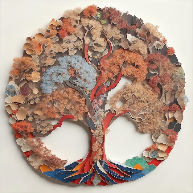 Tree of life mosaic paper art texture