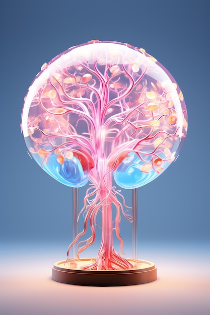 A tree of life with red and blue veins