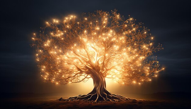 A Tree made out of light Tree of life creative energy illustration