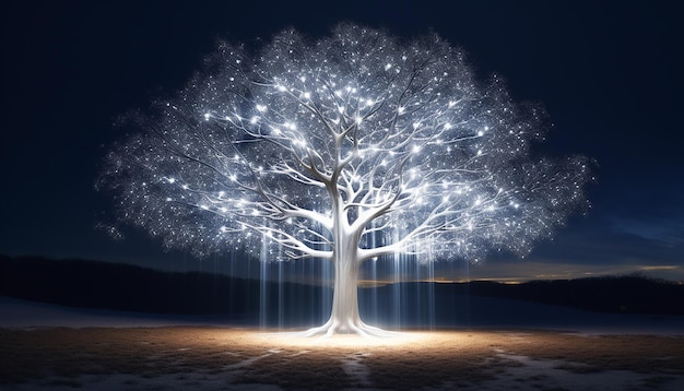 A Tree made out of light Tree of life creative energy illustration