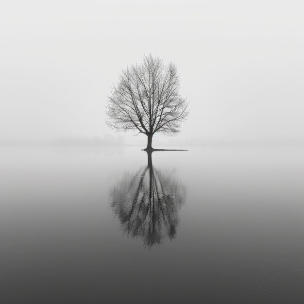 Photo a tree in the middle of a flooded field