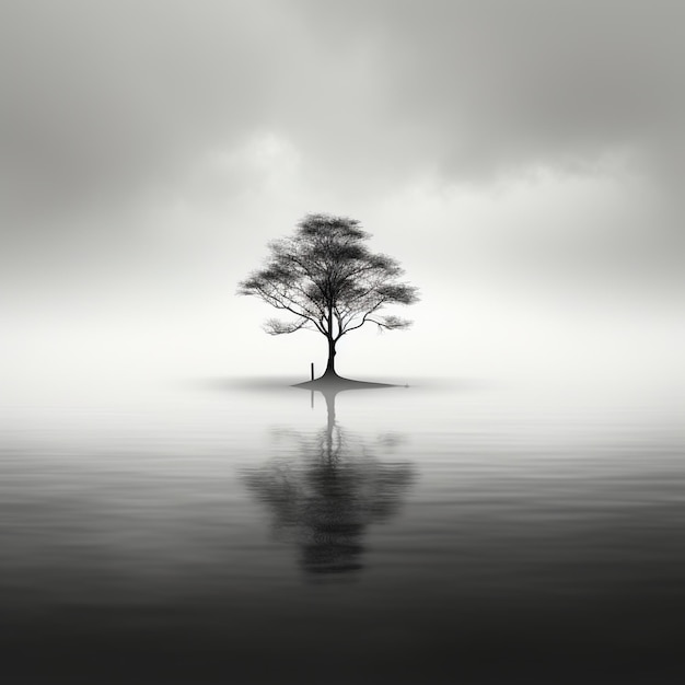 Photo tree in the middle of the lake