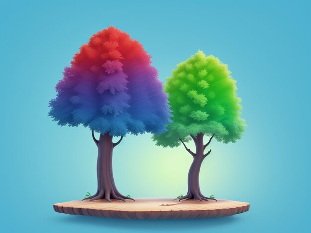 A tree in middle with gradient background