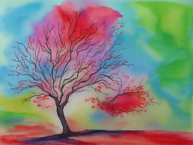 A tree in middle with gradient background