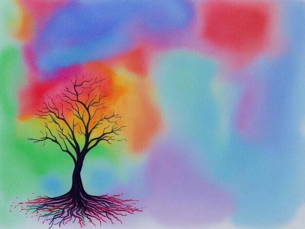 A tree in middle with gradient background