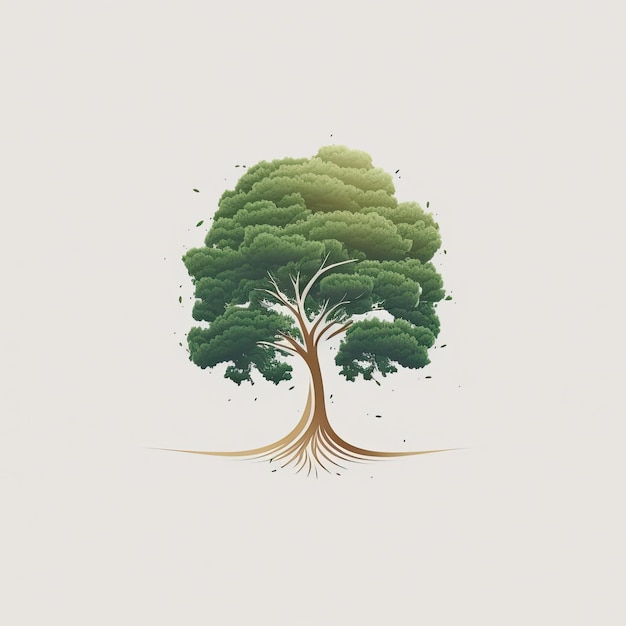 Tree Minimalist Emblem Square Illustration