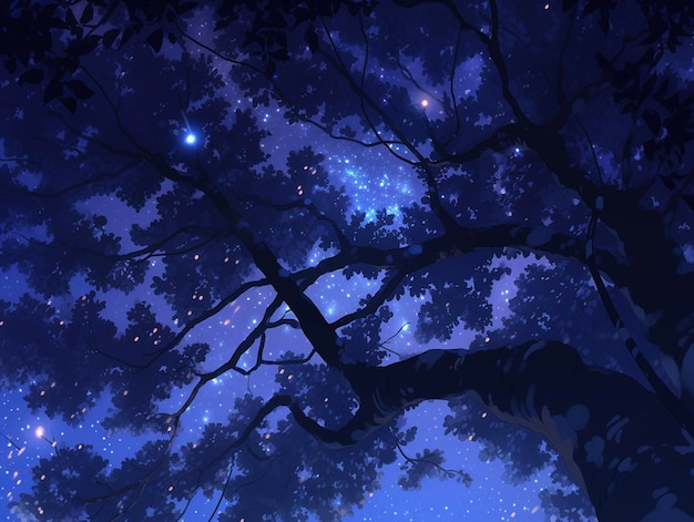 A tree in the night sky