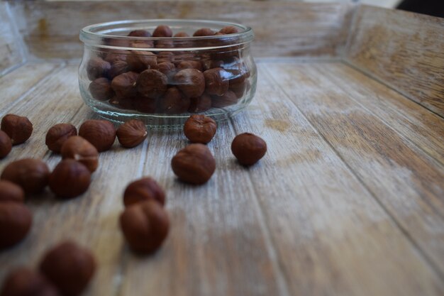 Tree nuts in a glass jar isolated on white background