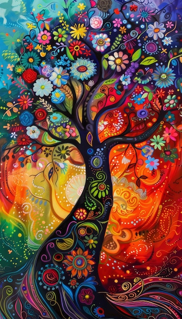 Tree of life symbool abstracte achtergrond bloem van het leven patroon yggdrasil illustratie