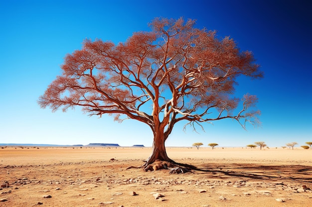 A tree on the outdoor deserted and dry land