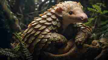 Photo tree pangolin on the tree