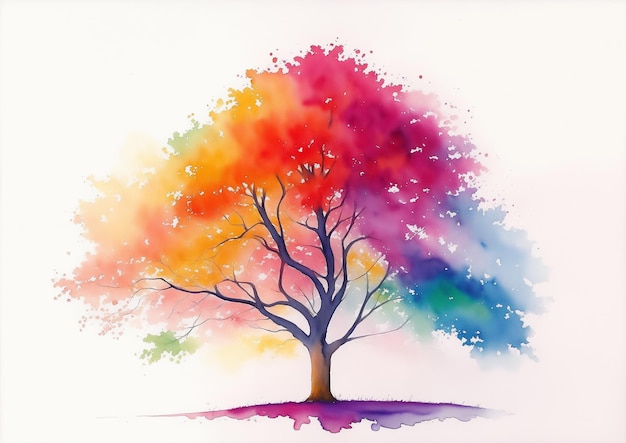 Tree photo prepared in watercolor style