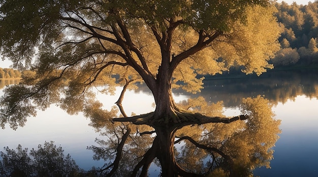 Tree reflected in a lake