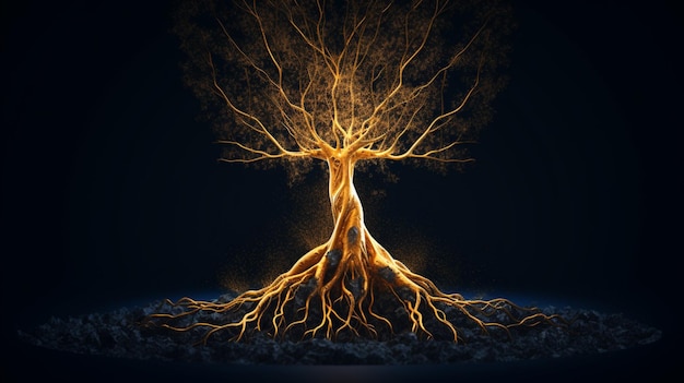 Tree root design illustration generative ai