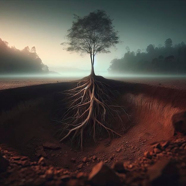 tree roots underground ai generative