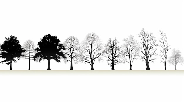 Photo tree silhouette illustration on white isolated background