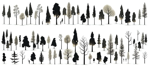 tree silhouettes on a white background