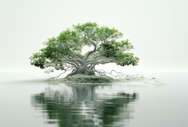 물 속 에 앉아 있는 나무