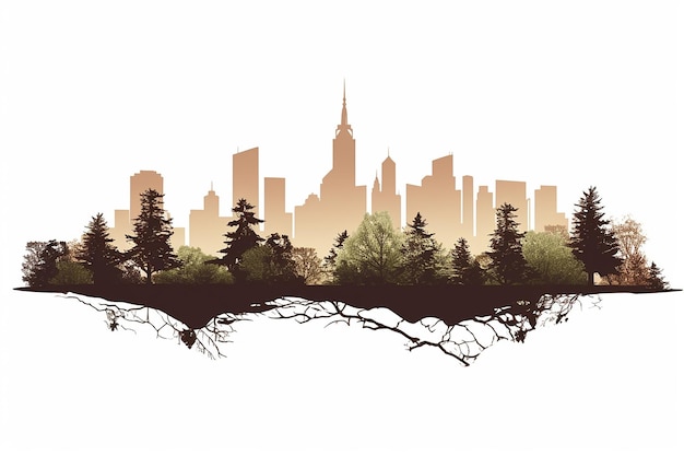 Photo tree skyline on white background