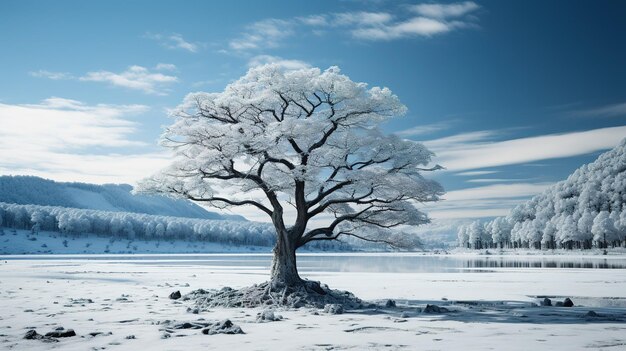 A tree in the snow