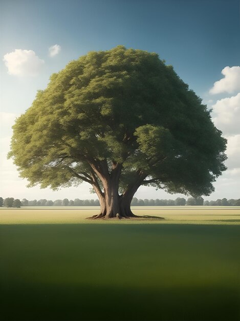 A tree stands in the middle of the field