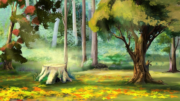 Пень в лесу Иллюстрация