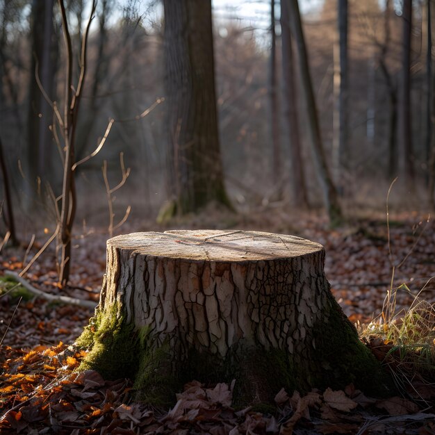 Tree Stump Podium in Forest Setting