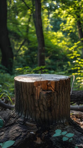 Tree Stump Stage in Wilderness Scene