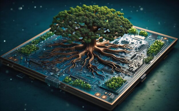 A tree on top of an intellectual circuit board