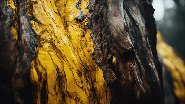 Foto tronco d'albero dipinto di giallo