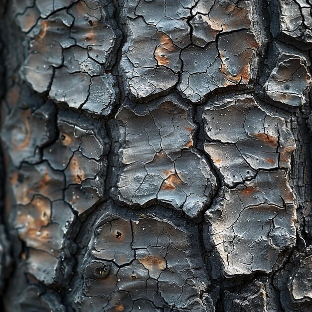 Photo a tree trunk with a burnt area that has a missing piece of bark