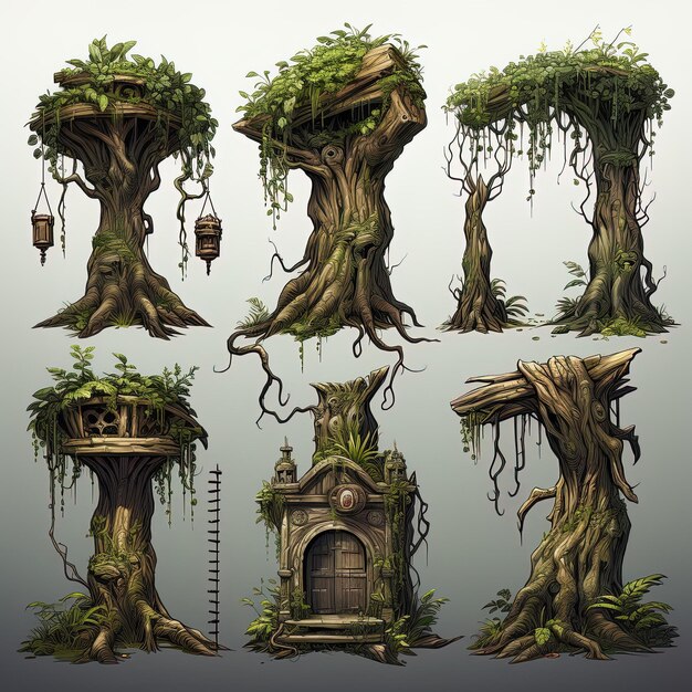 Photo tree trunks game assets