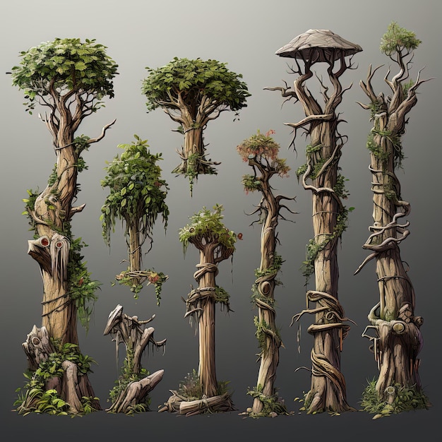 Photo tree trunks game assets