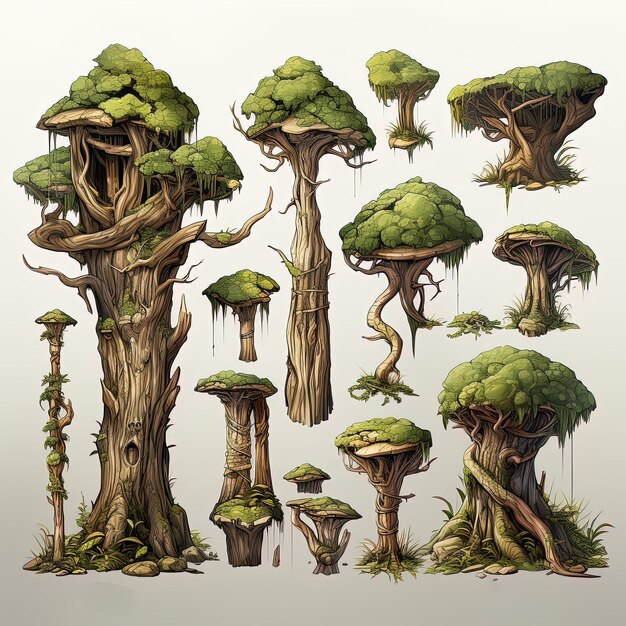 Photo tree trunks game assets