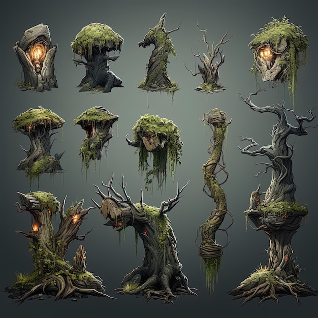 Photo tree trunks game assets