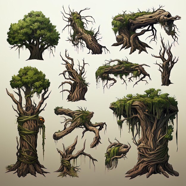 Photo tree trunks game assets