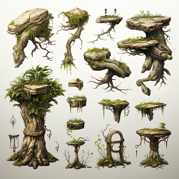 Photo tree trunks game assets