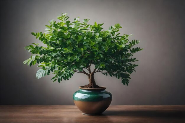 a tree in vase with green leaves Selective Focus Shot