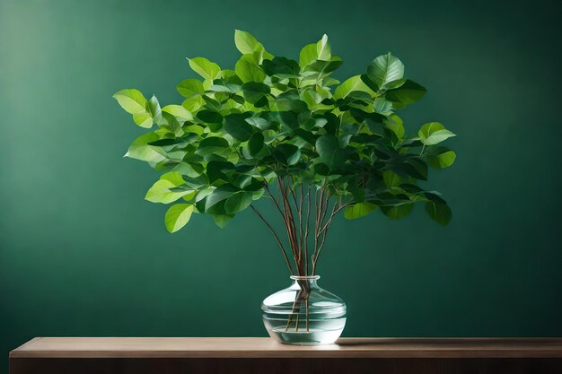 A tree in vase with green leaves selective focus shot
