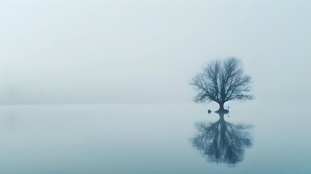 a tree in the water with a circle in the middle of it